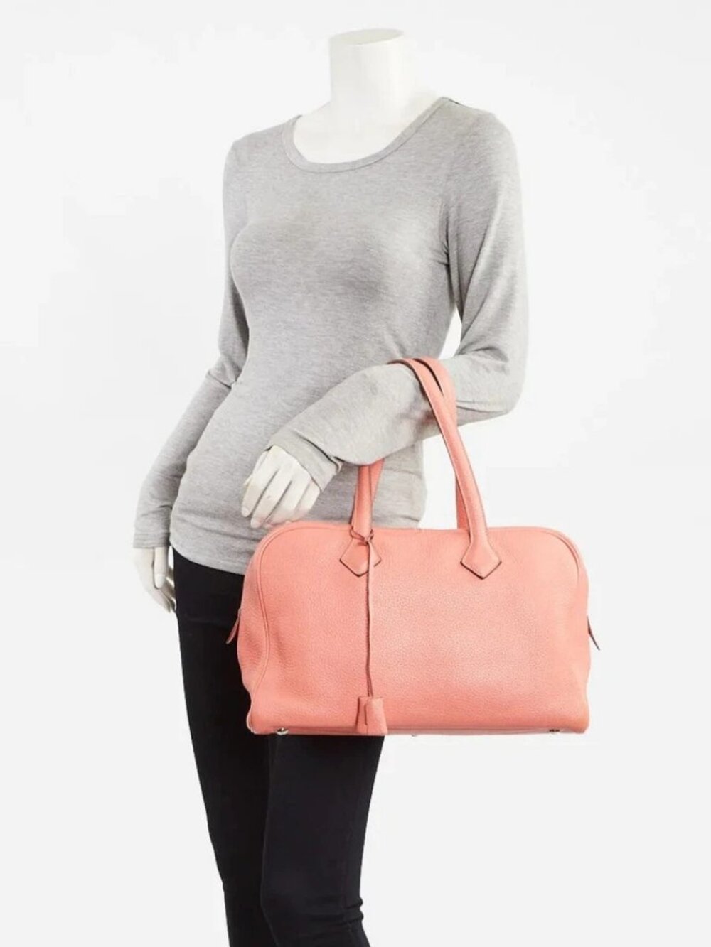 Hermes 35cm Crevette Clemence Leather Victoria II Bag - Picture 2 of 12